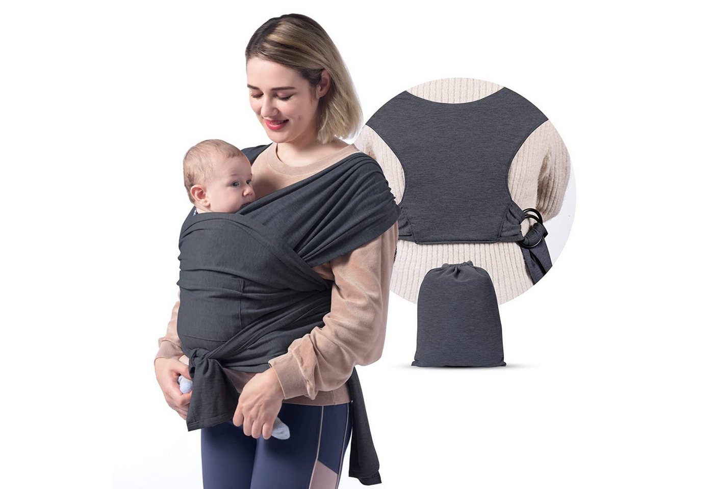 SKY & ZEN Tragetuch Baby Neugeborene - Babytragetuch ohne binden, Babytrage ab Geburt bis 15 Kilo, elastisches Tragetuch SKY & ZEN Tragetuch Baby Neugeborene - Babytragetuch ohne binden, Babytrage ab Geburt bis 15 Kilo, elastisches Tragetuch von SKY & ZEN