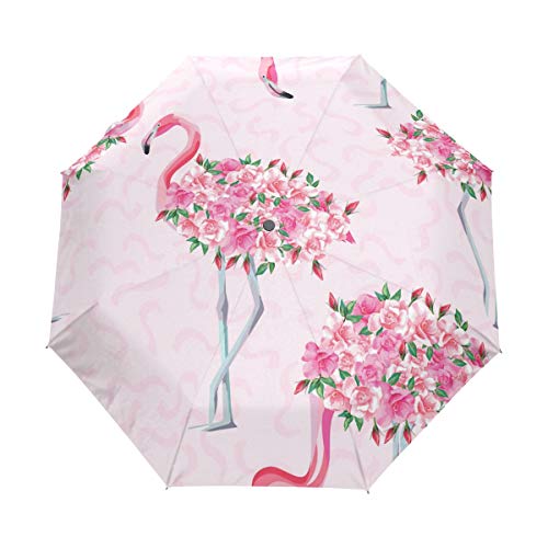 3 Folds Regenschirm Pink Flamingo Auto Open Close Anti-UV Regenschirm 3 Folds Regenschirm Pink Flamingo Auto Open Close Anti-UV Regenschirm von SKYDA