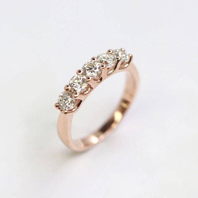 14K Gold Diamant Ehering Stapelbarer Versprechensring von SKYFineJewelryUS