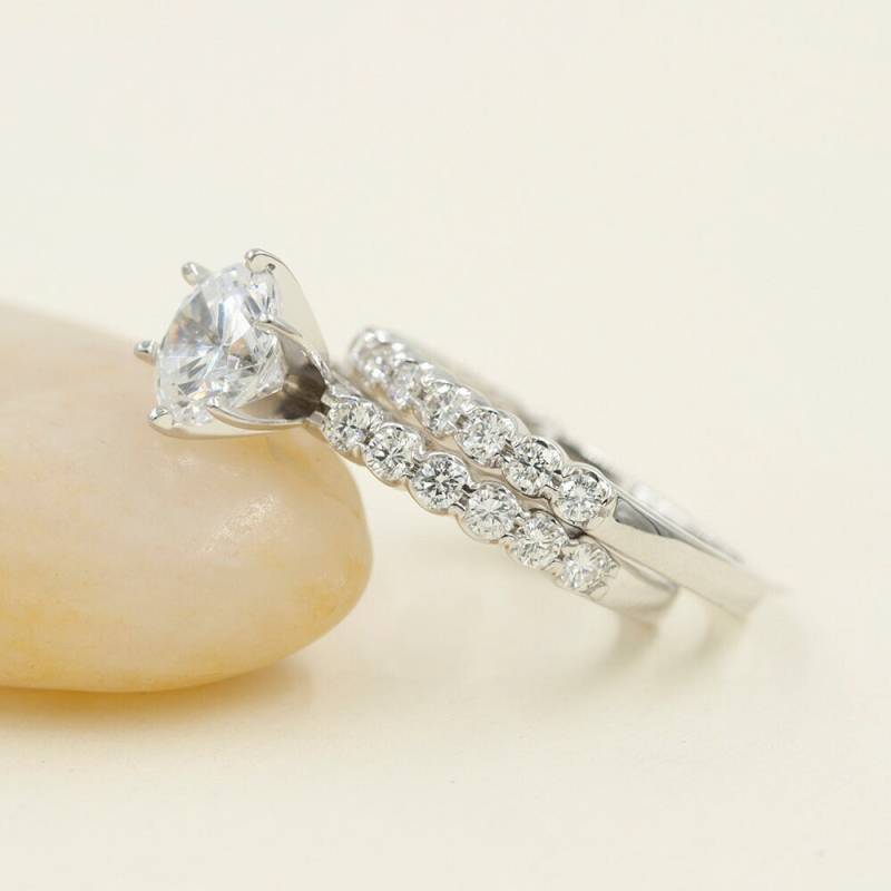 14K Moissanit Diamant Verlobungsring Set Handgemachter Braut Ehering von SKYFineJewelryUS