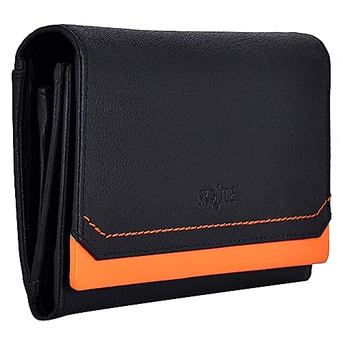 skyle Geldbörse aus weichem Leder für Frauen, stilvoll, RFID-geschützt, Damen-Geldbörse, Handtasche, Handygeldbörse, Clutch für Mädchen, Schwarz, Standard von SKYLE