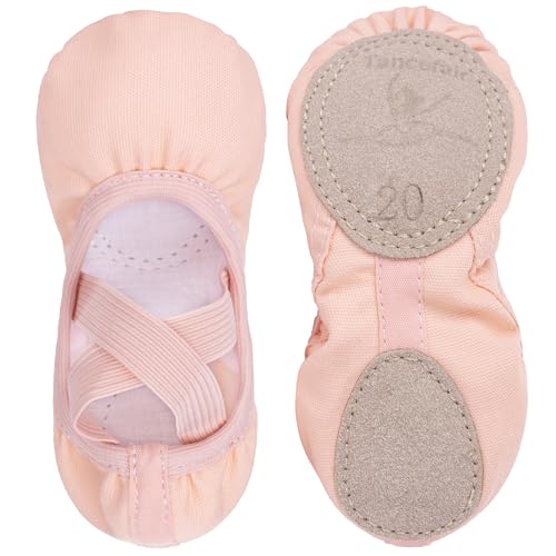 Tancefair Ballettschuhe Leinwand Ballettschläppchen Mädchen Tanzschuhe Gymnastikschuhe Geteilter Ledersohle für Kinder Damen von Tancefair