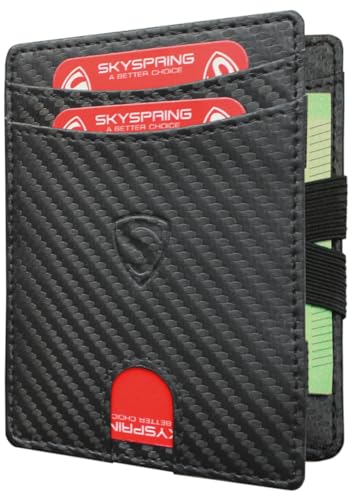 SKYSPRING Magic Wallet - Flip Geldbörse Herren - Kartenetui mit Münzfach - RFID Geldbeutel - Smart Wallet Portemonnaie (Carbon, Münzfach-L) von SKYSPRING