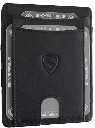 SkyOne Magic Wallet for Men - Magic Geldbörse Herren mit Münzfach - Smart Wallet Geldbeutel Damen - Portemonnaie Herren - Kreditkartenetui mit RFID Schutz (Schwarz mit Münzfach-L) von SKYSPRING