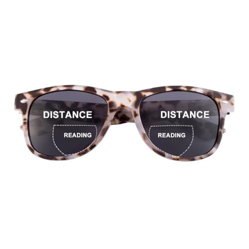 SKYWAY Bifokale Lesesonnenbrille für Damen, Modische Klassische Lesebrille mit Federscharnier, UV400 Schutz Weißer Schildpatt +1.5 von SKYWAY