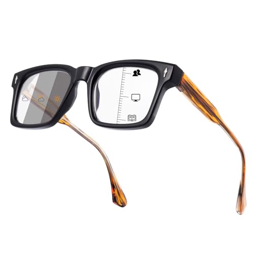 SKYWAY Gleitsichtbrille Herren Selbsttönende Gleitsicht Lesebrille Progressive Photochrome Multifokale Lesebrille Blaulichtfilter Sonnenlesebrille Schwarz 3.0 von SKYWAY