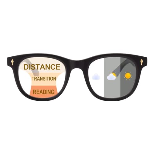 SKYWAY Gleitsichtbrille Photochrome Progressive Multifocus Anti-Blaulicht Lesebrille Herren Damen Federscharnier Computerbrille Lesehilfe Selbsttönend Sonnenlesebrille UV400 Schutz (2.0,Schwarz) von SKYWAY