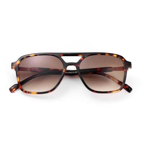 SKYWAY Retro Flieger Lesesonnenbrille Damen Herren, Klassische 70er Jahre Vintage Quadratische Outdoor-Sonne Lesebrille, UV-Schutz Anti-Blaulicht-Leser-Sonnenbrille(Schildkröte,3.5) von SKYWAY