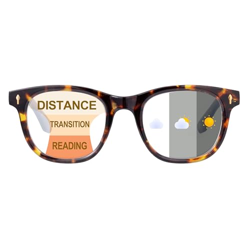 SKYWAY Selbsttönend Gleitsichtbrille Progressive Multifocus Anti-Blaulicht Lesebrille Damen Herren Federscharnier Computerbrille Lesehilfe UV400 Schutz Schildpatt,2.5 von SKYWAY