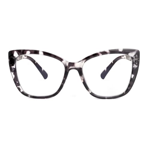 SKYWAY Übergröße Lesebrille Damen, Groß Mode Quadratische Cat Eye Blaulicht Blockierende Computerbrille mit Sehstärke (Schwarzes Schildpatt,2.5) von SKYWAY