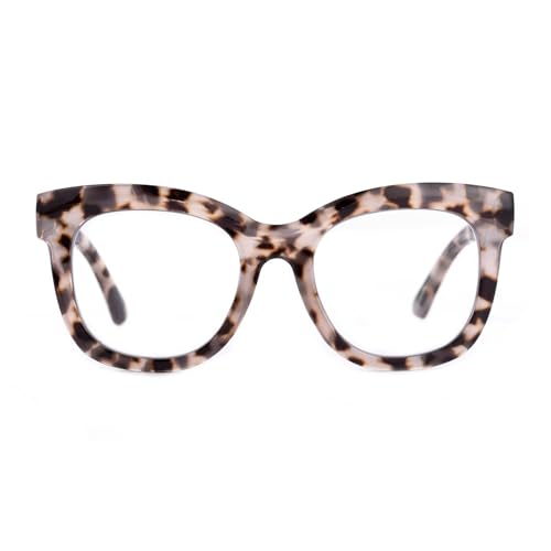 SKYWAY Übergroße Blaulichtfilter Lesebrille, Anti Blaulicht Lesebrillen Damen, Stilvolle Quadratische Große Brille mit Federscharnieren(Grau Schildpatt,1.5) von SKYWAY