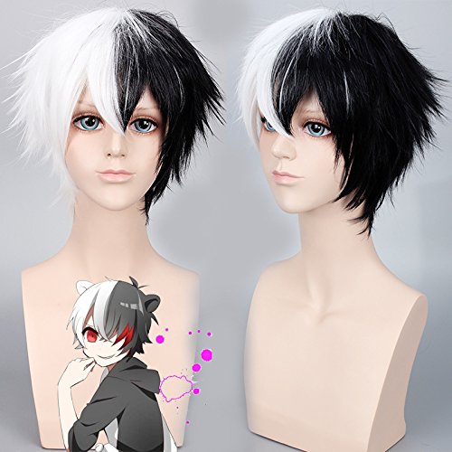 Halloween Fashion Christmas Party Dress Up Wig Cos Wig Projectile On Breaking Two-Color Gradient Anti-Twisted Black And White Bear Anthropomorphic Anime Wig von SKYXD
