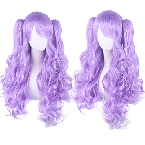Halloween Fashion Christmas Party Dress Up Wig Cosplay Anime Wig Lolita Cute Lolita Loli Double Ponytail Clip Long Curly Hair Fake Hair Color:Yn272 von SKYXD