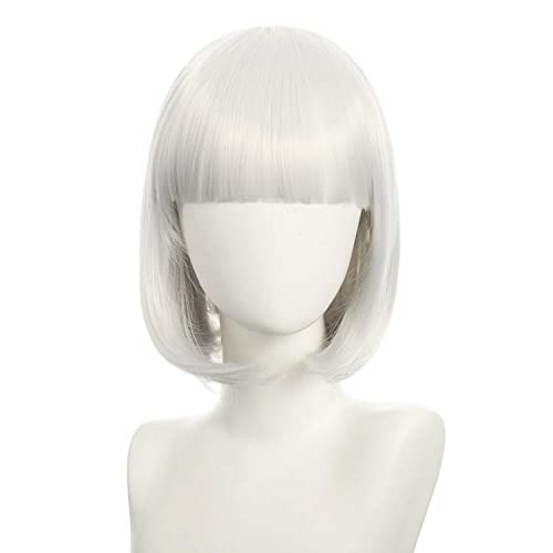 Halloween Fashion Christmas Party Dress Up Wig Cosplay Nightclub Show Bar Oblique Bangs Female Short Hair Pink Beige Blue Bobo Bobo Wig Color:K051-17 von SKYXD