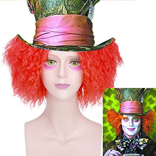Halloween Fashion Christmas Party Dress Up Wig Dreaming In Wonderland 2 Mad Hatter Short Curly Cosplay Wig von SKYXD