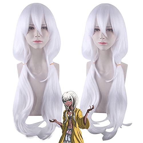 Halloween Fashion Christmas Party Dress Up Wig Projection On Breaking V3 Night Chang Anjie Cosplay Wig Pure White 70Cm Curly Hair Tie von SKYXD