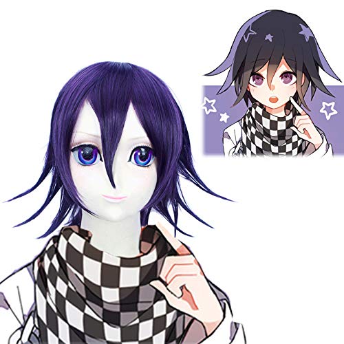 Halloween Fashion Christmas Party Dress Up Wig The Main Saint Projectile On Breaking V3 Wang Ma Xiaoji Black Mixed Purple Big Upturned Cos Wig von SKYXD