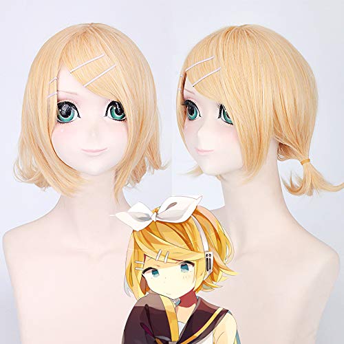 Wig for Carnival Nightlife CluI Party Dress Up Wig Cosplay Wig Kagane Sister Extended Board Gemini Lin Golden Extended Version von SKYXD