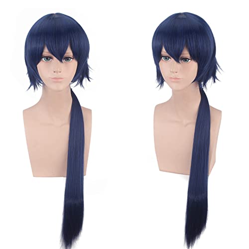 Wig for Carnival Nightlife CluI Party Dress Up Wig Cosplay Wig One Person Anime Under 2 Cos Zhuge Blue Dark Blue Model von SKYXD