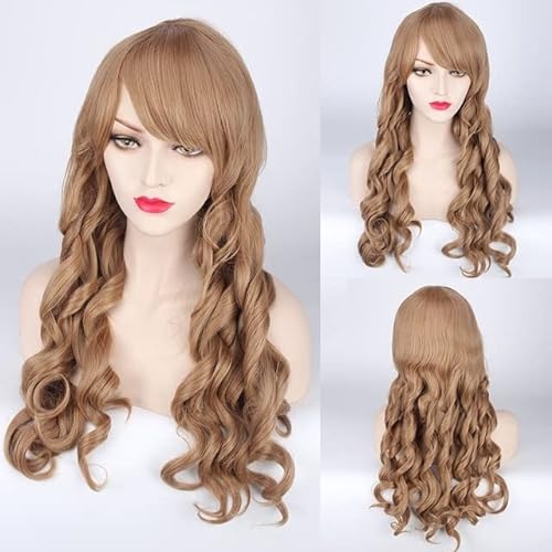Wig for anime Cosplay cute lolita blonde wig OL elegant brown beige lolita wavy wig for white women Halloween hairs + wigs cap One Size PL-231-2 von SKYXD
