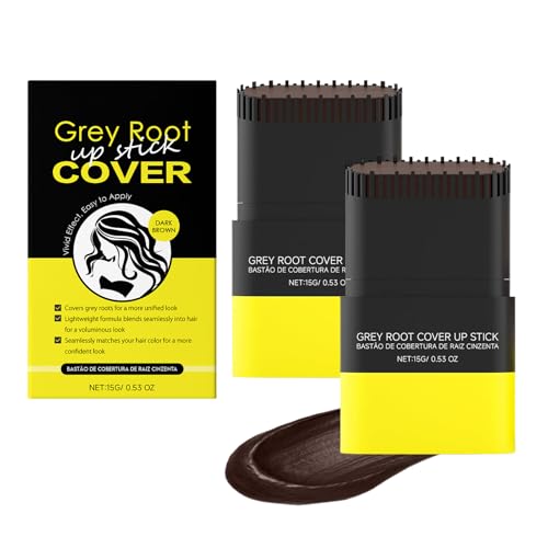 2-in-1-Haarfarbenstift und Kamm, temporärer weißer Haarfarben-Abdeckstift, wasser- und schweißfestes Ansatz-Ausbessern für Frauen und Männer, bequemes Ausbessern (Dark Brown 2pcs) von SKZKK