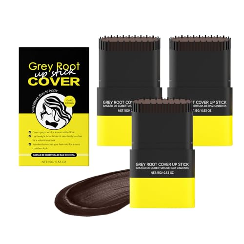 2-in-1-Haarfarbenstift und Kamm, temporärer weißer Haarfarben-Abdeckstift, wasser- und schweißfestes Ansatz-Ausbessern für Frauen und Männer, bequemes Ausbessern (Dark Brown 3pcs) von SKZKK