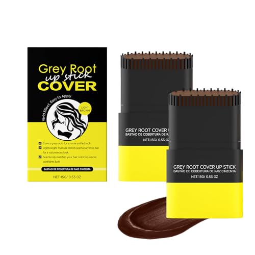 2-in-1-Haarfarbenstift und Kamm, temporärer weißer Haarfarben-Abdeckstift, wasser- und schweißfestes Ansatz-Ausbessern für Frauen und Männer, bequemes Ausbessern (Light Brown 2pcs) von SKZKK