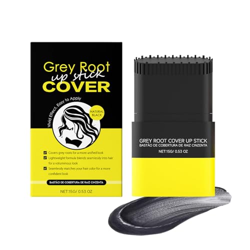 2-in-1-Haarfarbenstift und Kamm, temporärer weißer Haarfarben-Abdeckstift, wasser- und schweißfestes Ansatz-Ausbessern für Frauen und Männer, bequemes Ausbessern (Natural Black 1pcs) von SKZKK