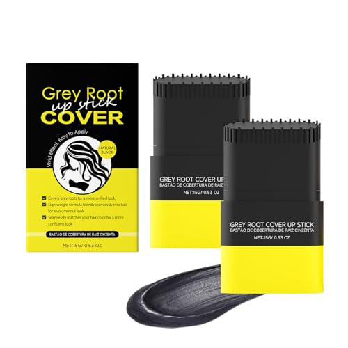 2-in-1-Haarfarbenstift und Kamm, temporärer weißer Haarfarben-Abdeckstift, wasser- und schweißfestes Ansatz-Ausbessern für Frauen und Männer, bequemes Ausbessern (Natural Black 2pcs) von SKZKK