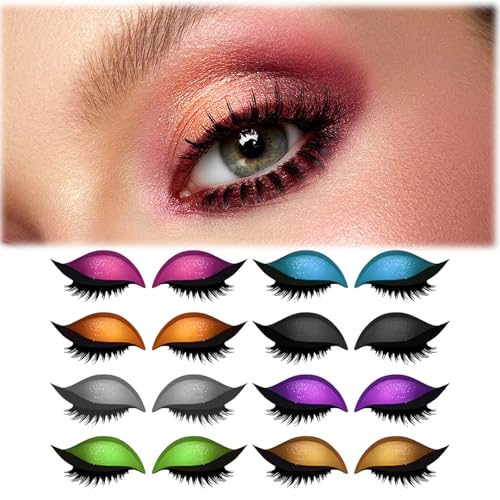 Lazy Eyeshadow Wimpernpatch, 3D wiederverwendbare Augen-Make-up-Aufkleber, 2-in-1 Lidschatten & falsche Wimpern Patch, schnelles Make-up universell für alle Hauttypen (8pcs) von SKZKK