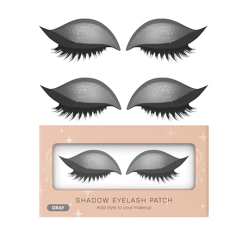 Lazy Eyeshadow Wimpernpatch, 3D wiederverwendbare Augen-Make-up-Aufkleber, 2-in-1 Lidschatten & falsche Wimpern Patch, schnelles Make-up universell für alle Hauttypen (Gray 2Pcs) von SKZKK