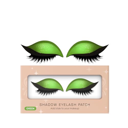 Lazy Eyeshadow Wimpernpatch, 3D wiederverwendbare Augen-Make-up-Aufkleber, 2-in-1 Lidschatten & falsche Wimpern Patch, schnelles Make-up universell für alle Hauttypen (Green 1Pcs) von SKZKK