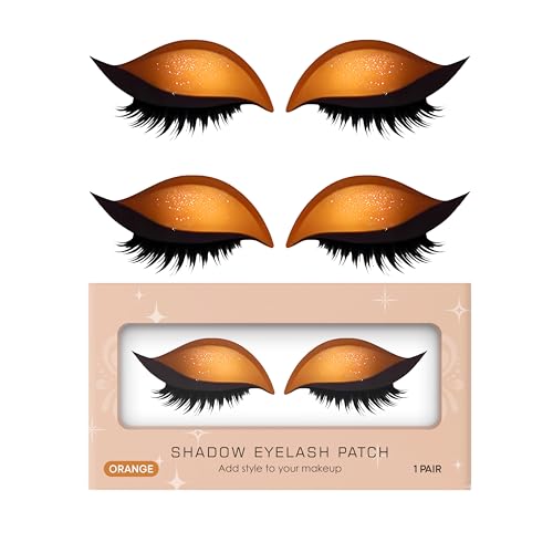 Lazy Eyeshadow Wimpernpatch, 3D wiederverwendbare Augen-Make-up-Aufkleber, 2-in-1 Lidschatten & falsche Wimpern Patch, schnelles Make-up universell für alle Hauttypen (Orange 2Pcs) von SKZKK