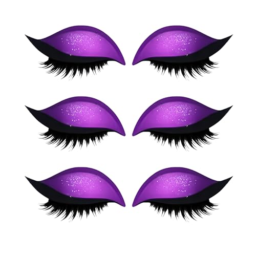 Lazy Eyeshadow Wimpernpatch, 3D wiederverwendbare Augen-Make-up-Aufkleber, 2-in-1 Lidschatten & falsche Wimpern Patch, schnelles Make-up universell für alle Hauttypen (Purple 3Pcs) von SKZKK