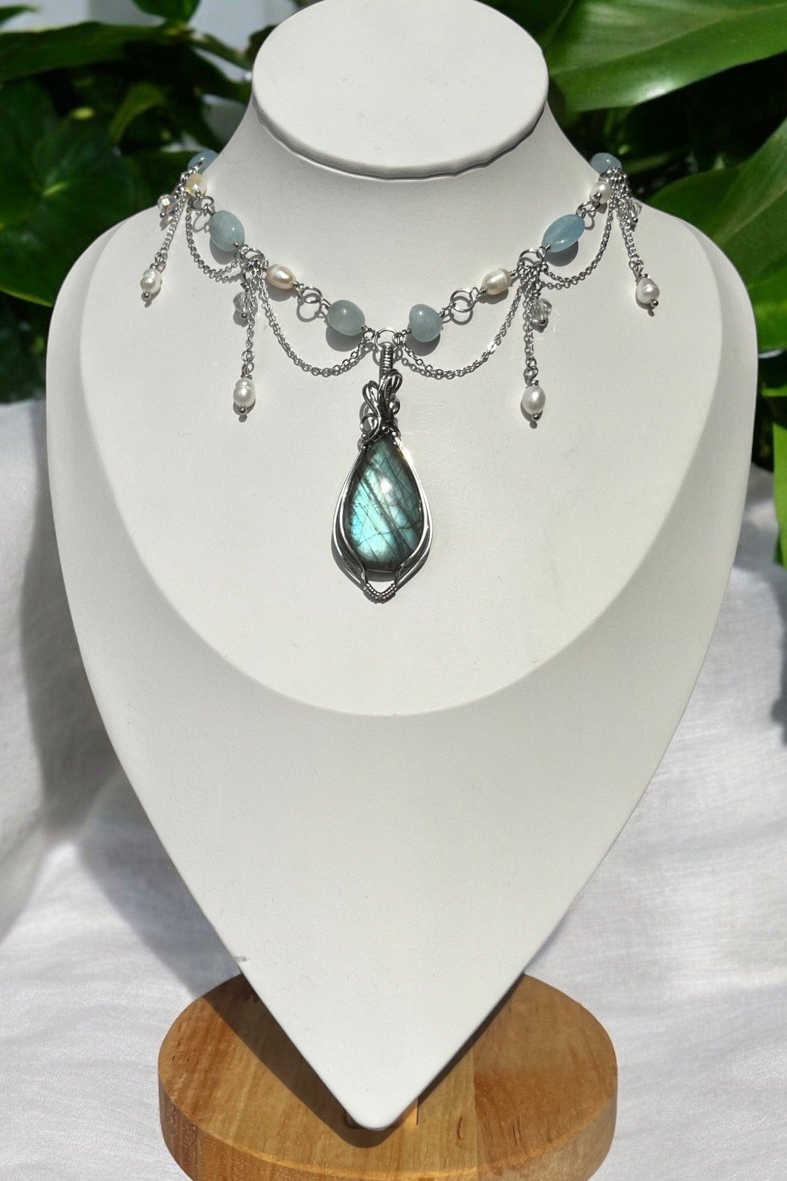 Perlenkette Mit Aquamarin Und Labradorit Perlenkette Mit Aquamarin Und Labradorit von SKcreating