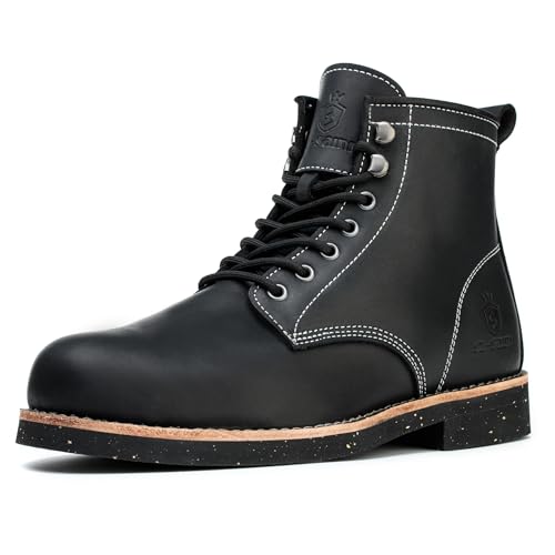 SL-Saint Handgefertigte Herrenstiefel mit weicher Zehe Wasserdicht-Leder Kuhfell/Wolle Mode Komfortschuhe (LederFutter, Schwarz, Erwachsene, Herren, 41, Numerisch, EU Schuhgrößensystem, M) von SL-Saint