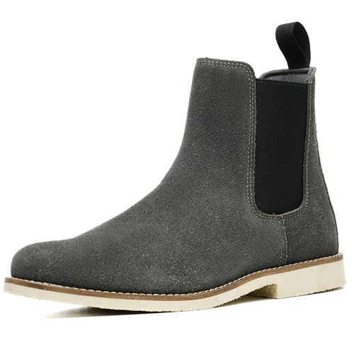 SL-Saint Handgefertigte Klassische Chelsea Stiefel für Männer Mode Echtes Rindsleder Slip On (Grau Lederfutter, Erwachsene, Herren, 43, Numerisch, EU Schuhgrößensystem, M) von SL-Saint