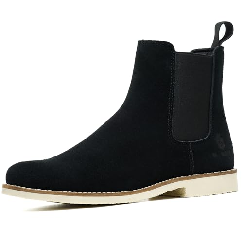 SL-Saint Handgefertigte Klassische Chelsea Stiefel für Männer Mode Echtes Rindsleder Slip On (Schwarz Lederfutter, Erwachsene, Herren, 45, Numerisch, EU Schuhgrößensystem, M) von SL-Saint