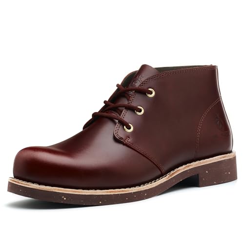 SL-Saint Handgefertigte Klassische Chukka-Stiefel Für Männer Mode Echtes Rindsleder Bequeme Schuhe Geschnürt (Rot-Braun Lederfutter, Erwachsene, Herren, 46, Numerisch, EU Schuhgrößensystem, M) von SL-Saint