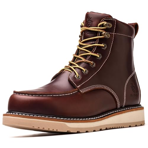 SL-Saint Handgefertigte wasserdichte weiche Moc Toe Good year-welted Mode Stiefel Classic Full Grain Leder (Rotbraune Keilsohle, Erwachsene, Herren, 41.5, Numerisch, EU Schuhgrößensystem, M) von SL-Saint