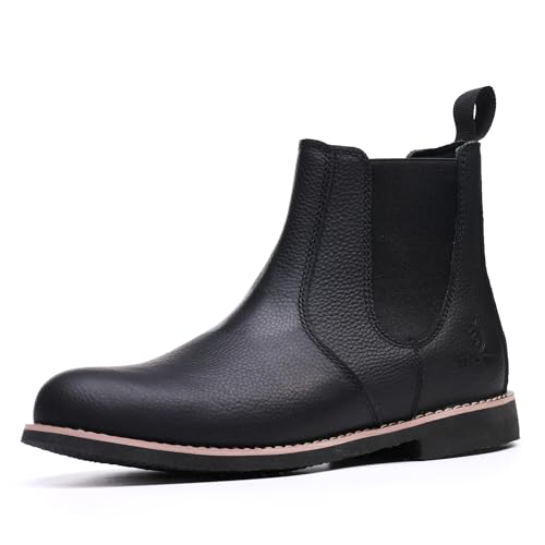 SL-Saint Herren Handgefertigte Klassische Chelsea-Stiefel Aus Echtem Rindsleder Slip On Mode (Schwarzes Lederfutter, Erwachsene, Herren, 45, Numerisch, EU Schuhgrößensystem, M) von SL-Saint