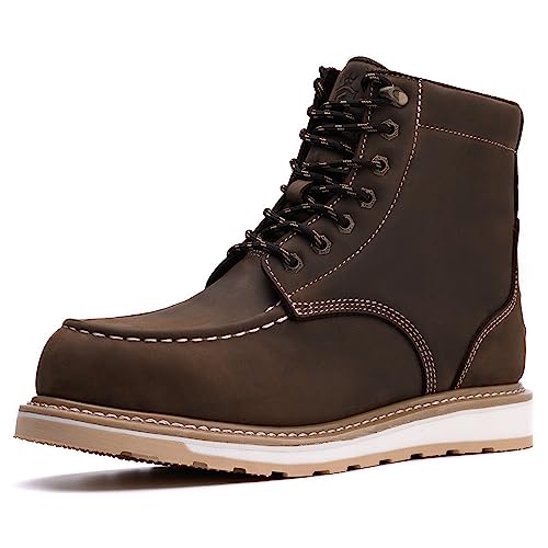 SL-Saint Wasserdichte Stahl Moc Toe Herren Arbeitsschuhe Klassische Konstruktion Sicherheitsschuhe 6'' (Brown 005, adult, men, numeric_42, numeric, eu_footwear_size_system, wide) von SL-Saint