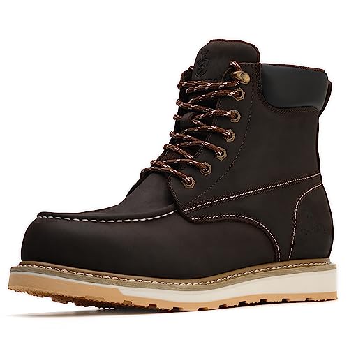 SL-Saint Wasserdichte Stahl Moc Toe Herren Arbeitsschuhe Klassische Konstruktion Sicherheitsschuhe 6'' (Dark Brown 006, adult, men, numeric_41, numeric, eu_footwear_size_system, wide) von SL-Saint