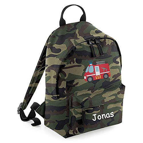 SL-Store GbR Kindergartenrucksack 9l bestickt mit Namen und Motiv Kinder-Rucksack Kita Mädchen Junge, Farbe:camouflage von SL-Store GbR