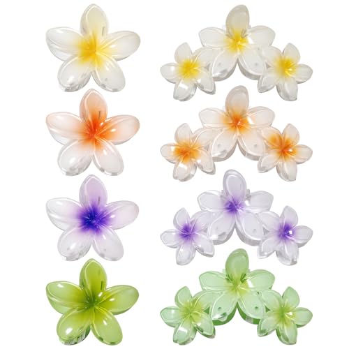 Haarklammern, große Blumen-Haarklammern, Frangipani-Blumen-Farbverlauf, große Haarspangen, Strandurlaub, starker Halt, Kiefer-Haarnadel für Frauen und Mädchen, Haar-Accessoires (4 Stück 4 Köpfe + 4 Haarklammern, große Blumen-Haarklammern, Frangipani-Blumen-Farbverlauf, große Haarspangen, Strandurlaub, starker Halt, Kiefer-Haarnadel für Frauen und Mädchen, Haar-Accessoires (4 Stück 4 Köpfe + 4 von SL Sursarbelor