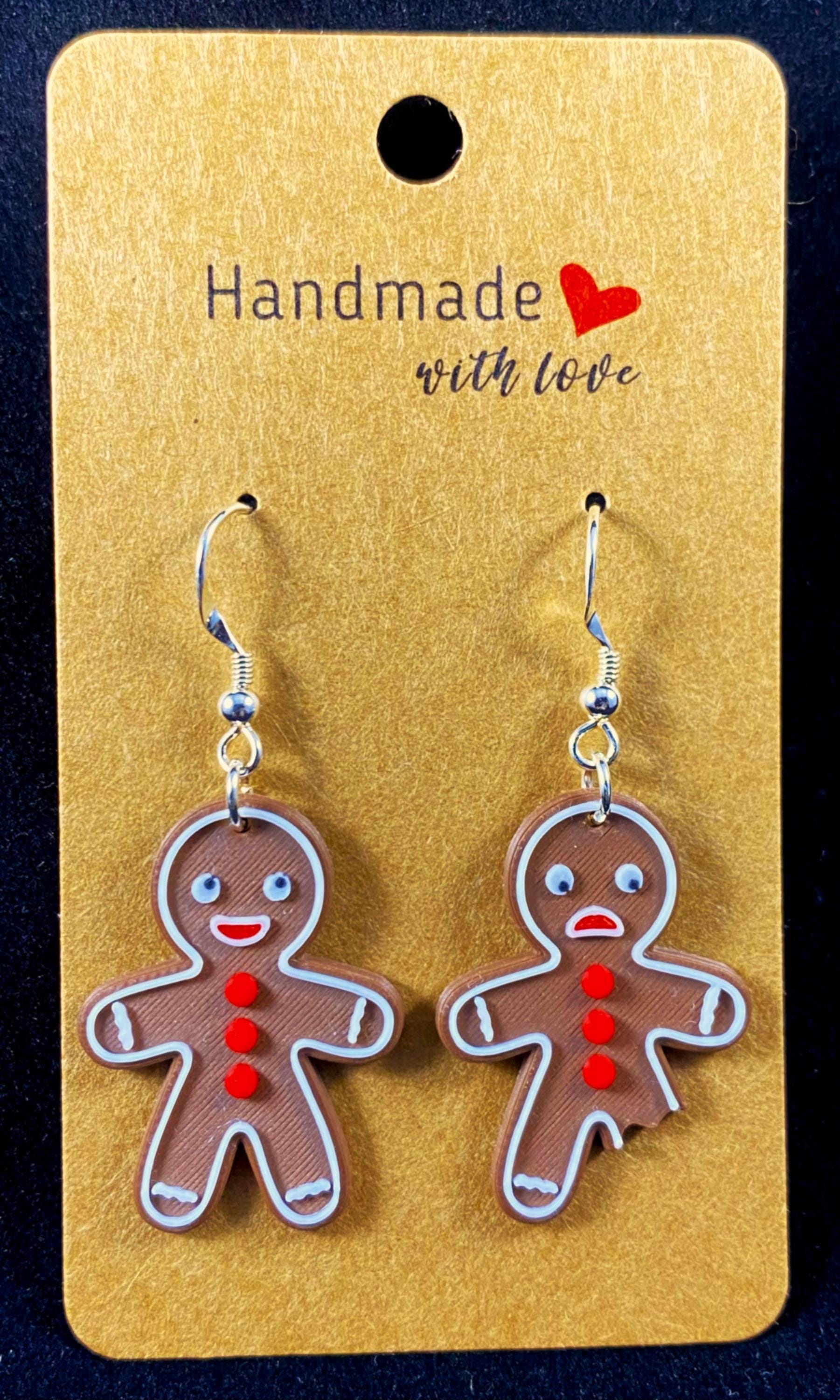 Weihnachts-Ohrringe Lebkuchenmännchen 925 Silber Und Pla von SL3Designstudio