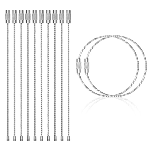 SLAKOZYT Schlüsselring aus Drahtseil,56 Stücke Stahldraht Schlüsselanhänger Kabel 15cm,Edelstahl Draht Schlüsselringe Groß für Gepäckanhänger,Schlüssel,Puppe,Multifunktionale Schlüsselringe Edelstahl von SLAKOZYT