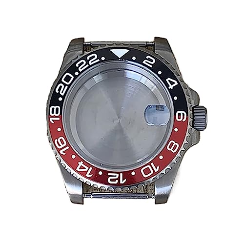SLAVIK Verbessertes Titan-Uhrengehäuse, kompatibel mit NH34 NH35 NH36 Uhrwerk, 40 mm Saphirspiegel-Titangehäuse, Herrenuhr-Modifikationsteil (Color : 05 Black Red) von SLAVIK