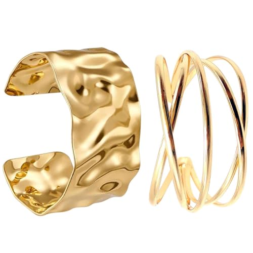 2 Stück Goldarmbänder Für Damen, Einfache Armbänder, Exquisite Armbänder, Verstellbare Armbänder, Trendige Accessoires, Modische Und Vielseitige Armbänder, Bekleidungsaccessoires von SLAXJNE