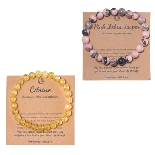 2 Stück Perlenarmbänder, Einfache Armbänder, Kristallperlenarmbänder, Damen-Steinarmbänder, Damenschmuck, Stretch-Perlenarmbänder, Bekleidungszubehör von SLAXJNE